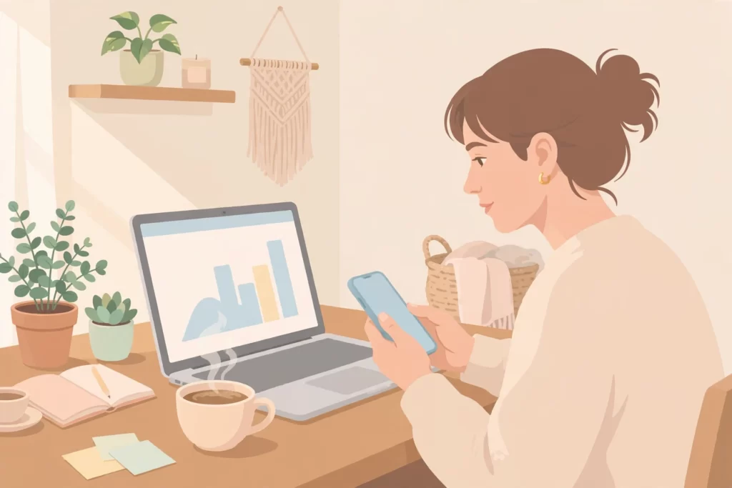 AI副業に取り組む人のイラスト